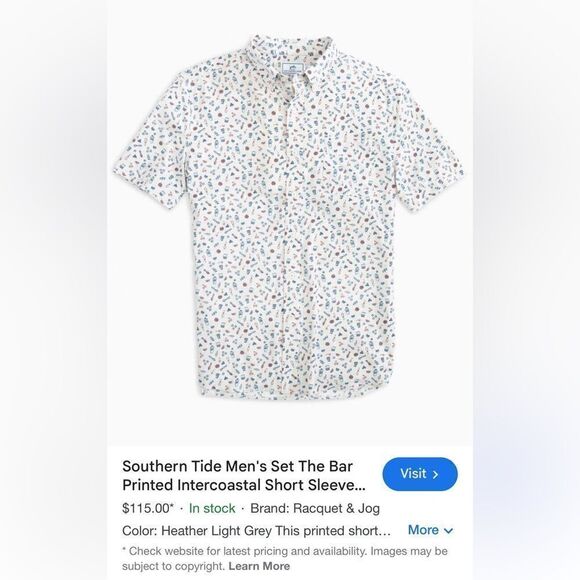 Set The Bar Printed Intercoastal Short Sleeve Button-Down Shirt size XXL - Picture 2 of 6